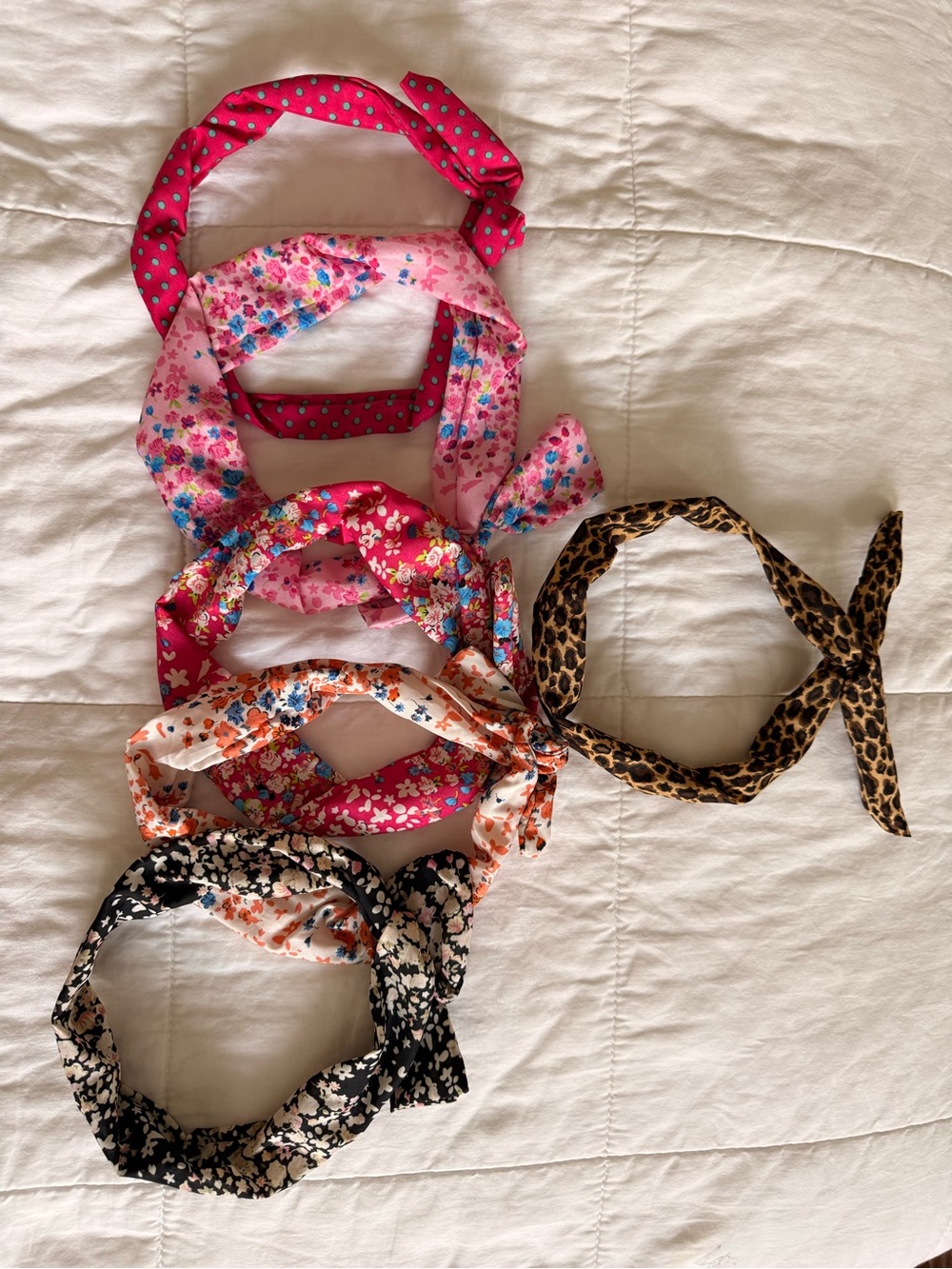 Girls Floral and Leopard Print Knot bendable headbands- Pink, Black, Brown